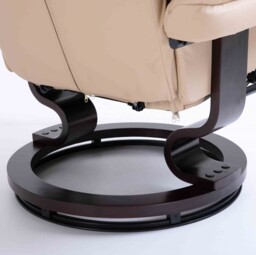HOMCOM Reclining Swivel Armchair & Footstool Set, Manual PU Leather Relax Chair with Bentwood Base, Cream - Aosom UK - thumbnail 9