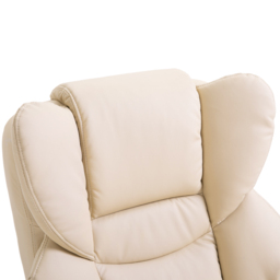 HOMCOM Reclining Swivel Armchair & Footstool Set, Manual PU Leather Relax Chair with Bentwood Base, Cream - Aosom UK - thumbnail 8