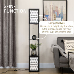 HOMCOM Floor Lamp w/ Shelves, Dual Light, Modern Tall Standing Lamps for Living Room, Bedroom, w/ Pull Chain Switch (Bulb not Included) - Aosom UK - thumbnail 4