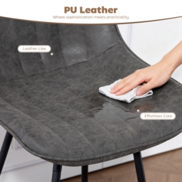 HOMCOM Set of 2 PU Leather Swivel Bar Stools - Grey - thumbnail 7