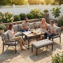 Outsunny 7 Seater Garden Furniture Set, Metal Garden Sofa Set with Cushions, Outdoor Furniture Conversation Sets, Light Grey - thumbnail 2