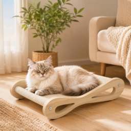 PawHut 2 in 1 Sisal Cat Scratcher Bed Cat Scratching Board and Lounger 60 x 35 x 13 cm Cream White - thumbnail 2