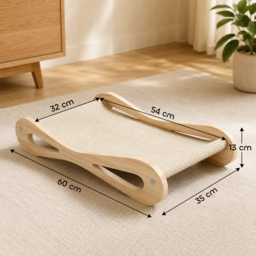 PawHut 2 in 1 Sisal Cat Scratcher Bed Cat Scratching Board and Lounger 60 x 35 x 13 cm Cream White - thumbnail 3