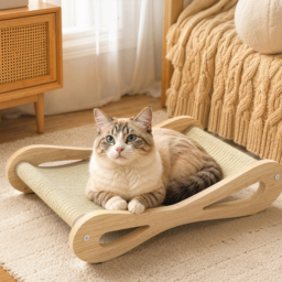 PawHut 2 in 1 Sisal Cat Scratcher Bed Cat Scratching Board and Lounger 60 x 35 x 13 cm Cream White - thumbnail 9