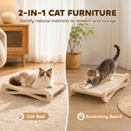 PawHut 2 in 1 Sisal Cat Scratcher Bed Cat Scratching Board and Lounger 60 x 35 x 13 cm Cream White - thumbnail 4