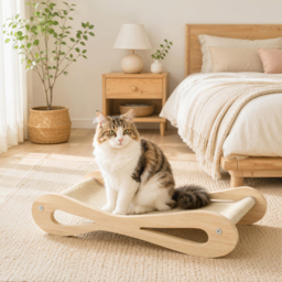 PawHut 2 in 1 Sisal Cat Scratcher Bed Cat Scratching Board and Lounger 60 x 35 x 13 cm Cream White - thumbnail 8