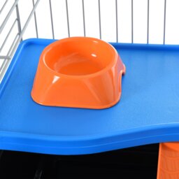 PawHut Steel Small 2-Tier Small Guinea Pigs Hutches w/ Accessories Blue/Orange - Aosom UK - thumbnail 7