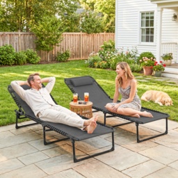 Outsunny Folding Sun Loungers: Dual Beach Recliners, 4-Position Adjustable, Grey - Aosom UK - thumbnail 8