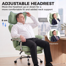 HOMCOM Executive Office Chair, PU Big and Tall Office Chair 180 kg with Wide Seat, Reclining, Lumbar Support, Light Green - thumbnail 5