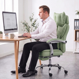 HOMCOM Executive Office Chair, PU Big and Tall Office Chair 180 kg with Wide Seat, Reclining, Lumbar Support, Light Green - thumbnail 9