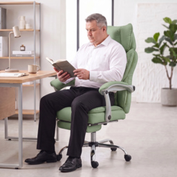 HOMCOM Executive Office Chair, PU Big and Tall Office Chair 180 kg with Wide Seat, Reclining, Lumbar Support, Light Green - thumbnail 8