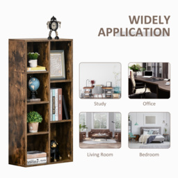 HOMCOM Bookcase Industrial Bookshelf Free Standing Display Cabinet Cube Storage Unit for Home Office Living Room Study Rustic Brown - Aosom UK - thumbnail 6