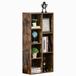 HOMCOM Bookcase Industrial Bookshelf Free Standing Display Cabinet Cube Storage Unit for Home Office Living Room Study Rustic Brown - Aosom UK - thumbnail 7
