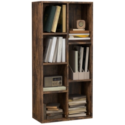 HOMCOM Bookcase Industrial Bookshelf Free Standing Display Cabinet Cube Storage Unit for Home Office Living Room Study Rustic Brown - Aosom UK