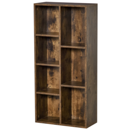 HOMCOM Bookcase Industrial Bookshelf Free Standing Display Cabinet Cube Storage Unit for Home Office Living Room Study Rustic Brown - Aosom UK - thumbnail 1