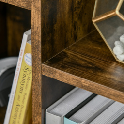 HOMCOM Bookcase Industrial Bookshelf Free Standing Display Cabinet Cube Storage Unit for Home Office Living Room Study Rustic Brown - Aosom UK - thumbnail 8