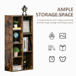 HOMCOM Bookcase Industrial Bookshelf Free Standing Display Cabinet Cube Storage Unit for Home Office Living Room Study Rustic Brown - Aosom UK - thumbnail 4
