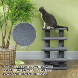 PawHut Pet Steps, Portable Stairs for Bed Access, Suitable for Cats & Older Animals, 63.5x43x60cm, Grey - Aosom UK - thumbnail 4