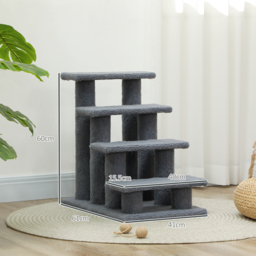 PawHut Pet Steps, Portable Stairs for Bed Access, Suitable for Cats & Older Animals, 63.5x43x60cm, Grey - Aosom UK - thumbnail 3