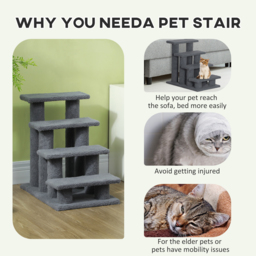 PawHut Pet Steps, Portable Stairs for Bed Access, Suitable for Cats & Older Animals, 63.5x43x60cm, Grey - Aosom UK - thumbnail 5