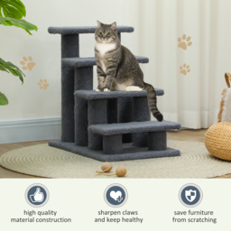 PawHut Pet Steps, Portable Stairs for Bed Access, Suitable for Cats & Older Animals, 63.5x43x60cm, Grey - Aosom UK - thumbnail 6