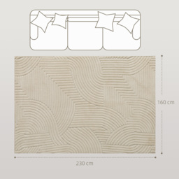 HOMCOM Modern Geometric Rug, Thick & Plush, Non-Slip, 230 x 160 cm – Cream, Living Room/Bedroom/Office - thumbnail 3