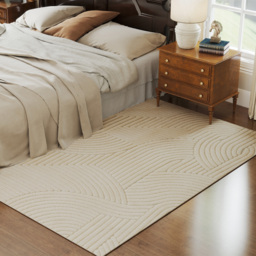 HOMCOM Modern Geometric Rug, Thick & Plush, Non-Slip, 230 x 160 cm – Cream, Living Room/Bedroom/Office - thumbnail 2