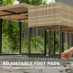 Outsunny 7 Piece Rattan Garden Furniture Set, Garden Dining Set with Wood-Plastic Table and 6 Stackable Chairs, Light Brown - thumbnail 9