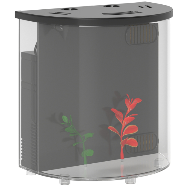 PawHut 3L Small Fish Tank with Filter System, LED Light, Small Fish Tank for Betta, Goldfish, Shrimp, Black - image 1