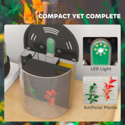 PawHut 3L Small Fish Tank with Filter System, LED Light, Small Fish Tank for Betta, Goldfish, Shrimp, Black - thumbnail 6