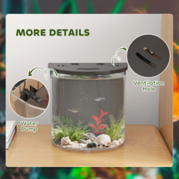 PawHut 3L Small Fish Tank with Filter System, LED Light, Small Fish Tank for Betta, Goldfish, Shrimp, Black - thumbnail 7