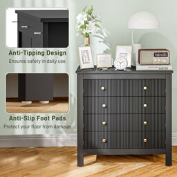 HOMCOM Elegant Chest of Five Drawers - Black - thumbnail 6