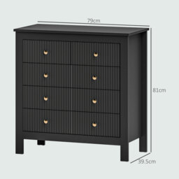 HOMCOM Elegant Chest of Five Drawers - Black - thumbnail 3