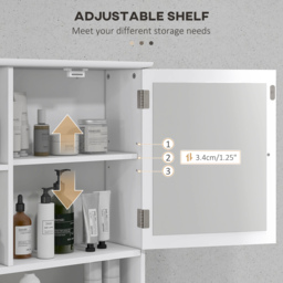 Kleankin Wall Mounted Bathroom Cabinet with Mirror, Adjustable Shelf Storage Organiser for Bathroom, Kitchen, Bedroom, White - Aosom UK - thumbnail 6