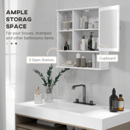 Kleankin Wall Mounted Bathroom Cabinet with Mirror, Adjustable Shelf Storage Organiser for Bathroom, Kitchen, Bedroom, White - Aosom UK - thumbnail 5