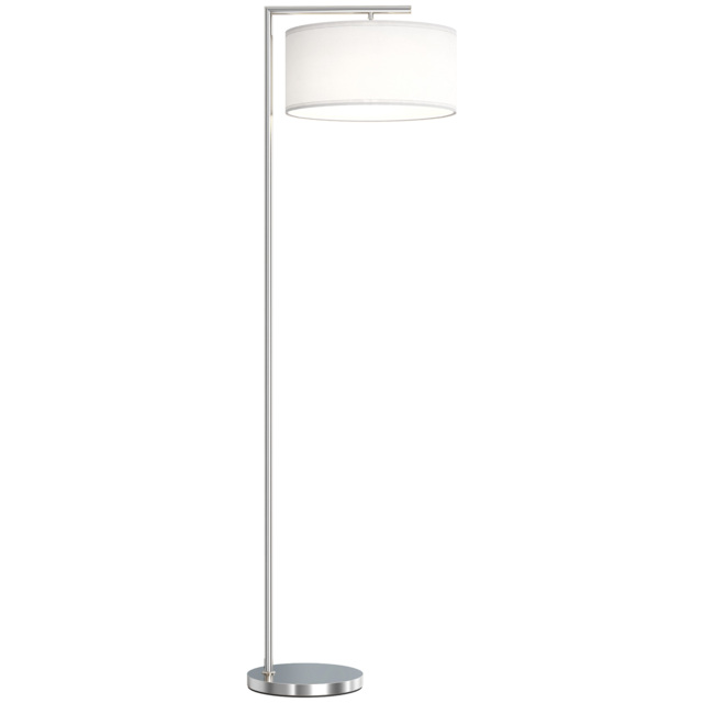 HOMCOM Floor Lamp, Modern Standing Lamp with Linen Lampshade, Round Base for Living Room, Bedroom, Dining Room, 153cm, Silver Tone - image 1