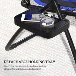 Outsunny Zero Gravity Lounger Chair, Folding Reclining Patio Chair with Shade Cover, Cup Holder, Soft Cushion and Headrest for Poolside, Camping, Blue - thumbnail 8