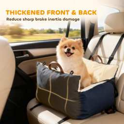 PawHut Dog Car Seat, Cosy Pet Car Booster Seat for Small Dog Under 5 KG, Portable Travel Bed with Safety Belts, Navy Blue - thumbnail 5