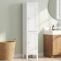 kleankin Tall Bathroom Storage Unit, Slim Bathroom Cabinet with Adjustable Shelves and Double Door, White - thumbnail 2