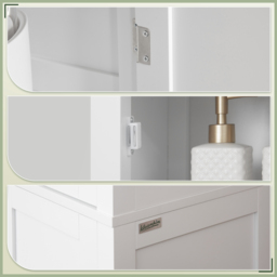 kleankin Tall Bathroom Storage Unit, Slim Bathroom Cabinet with Adjustable Shelves and Double Door, White - thumbnail 7