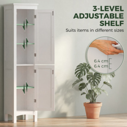 kleankin Tall Bathroom Storage Unit, Slim Bathroom Cabinet with Adjustable Shelves and Double Door, White - thumbnail 5