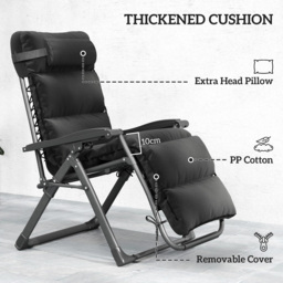 Outsunny Set of 2 Sun Loungers, Reclining Garden Chairs with Cushions, Adjustable Backrest Outdoor Patio Sunbeds, Black - Aosom UK - thumbnail 6