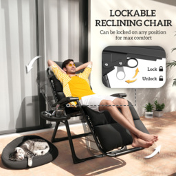 Outsunny Set of 2 Sun Loungers, Reclining Garden Chairs with Cushions, Adjustable Backrest Outdoor Patio Sunbeds, Black - Aosom UK - thumbnail 4