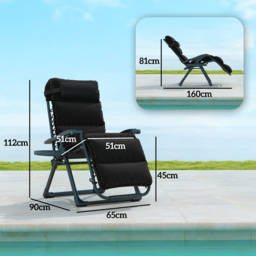 Outsunny Set of 2 Sun Loungers, Reclining Garden Chairs with Cushions, Adjustable Backrest Outdoor Patio Sunbeds, Black - Aosom UK - thumbnail 3