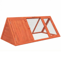PawHut Rabbit Hutch, Wooden Guinea Pig Hutch with Run and Doors, Outdoor Triangle Bunny House for Rabbits,Duck and Chicken - thumbnail 1
