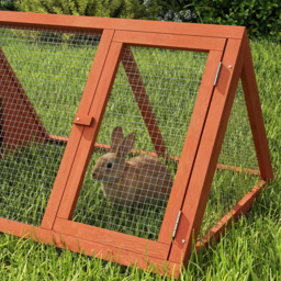 PawHut Rabbit Hutch, Wooden Guinea Pig Hutch with Run and Doors, Outdoor Triangle Bunny House for Rabbits,Duck and Chicken - thumbnail 8