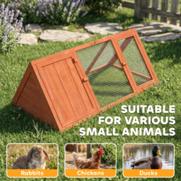 PawHut Rabbit Hutch, Wooden Guinea Pig Hutch with Run and Doors, Outdoor Triangle Bunny House for Rabbits,Duck and Chicken - thumbnail 7