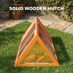 PawHut Rabbit Hutch, Wooden Guinea Pig Hutch with Run and Doors, Outdoor Triangle Bunny House for Rabbits,Duck and Chicken - thumbnail 6