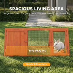 PawHut Rabbit Hutch, Wooden Guinea Pig Hutch with Run and Doors, Outdoor Triangle Bunny House for Rabbits,Duck and Chicken - thumbnail 4