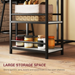 HOMCOM Three-Piece Kitchen Dining Set, with Shelves - Grey/Black - thumbnail 6